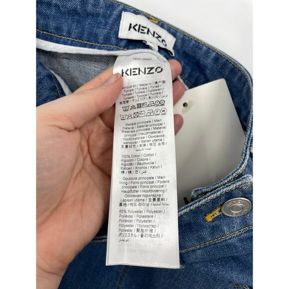 KENZO Skirt Womens 38 US 6 Denim Mini Short A Line Front Pockets Blue NWT - Picture 5 of 7